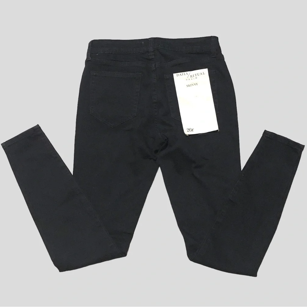 Slim Fit Jeans Dark Blue Stretch by Daily Ritual Women’s Size Waist 26 X 29 NEW - Picture 3 of 11
